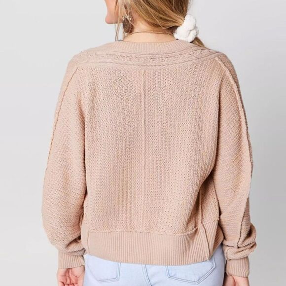 NWT Free People Moon River Cardigan Sweater Knit Cardigan Neutral Earthy Chic - Picture 3 of 13